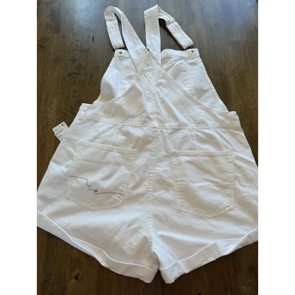 Free People NWT We The Free Ziggy Denim Shortalls White XL